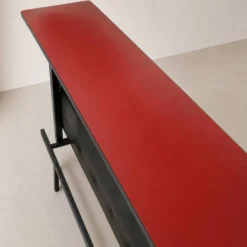 Bar d'appartement / comptoir en simili cuir noir Vintage 1950 Stl Adnet