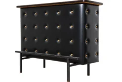 Bar d'appartement / comptoir en simili cuir noir Vintage 1950 Stl Adnet