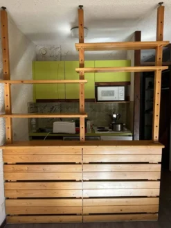 Bar de cuisine vintage en bois massif