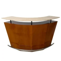 Bar des années 50 en bois de teck, métal et travertin, Italie, 1970