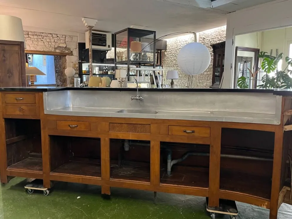 Bar des années 50 en chêne et Formica