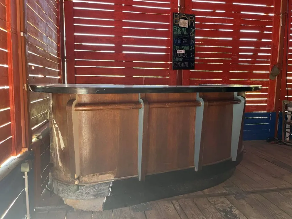 Bar des années 50 en chêne et Formica