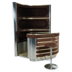Bar en daim moderne du milieu du siècle dernier par Willy Rizzo, Italie, 1970