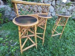 Bar et tabourets rotin vintage