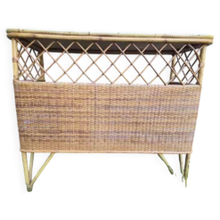 Bar et tabourets rotin vintage