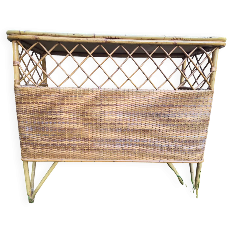 Bar et tabourets rotin vintage