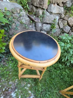 Bar et tabourets rotin vintage