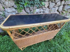 Bar et tabourets rotin vintage