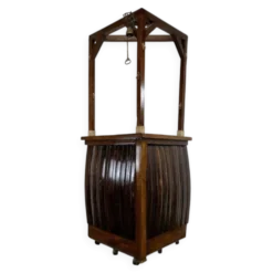 Bar haute vintage en bois / comptoir / meuble bar avec cloche