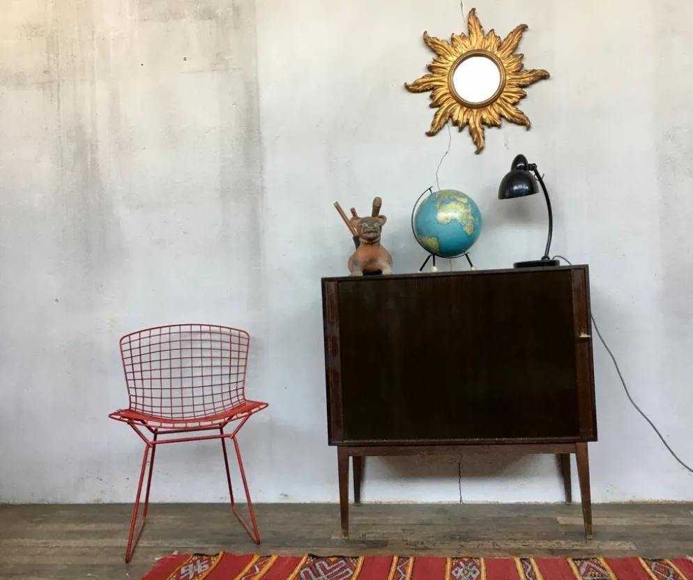 Bar meuble à rideau vintage 1950/1960