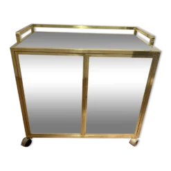 Bar roulant des années 70 en laiton et et face miroir XX siècle