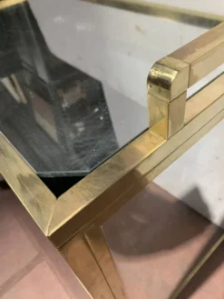 Bar roulant des années 70 en laiton et et face miroir XX siècle
