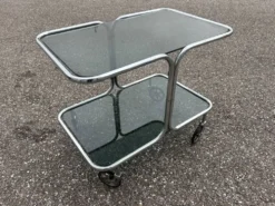 bar roulant en chrome années 70