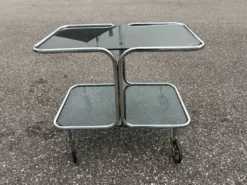 bar roulant en chrome années 70