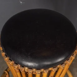 Bar à sec et tabourets en bambou italien des années 1960