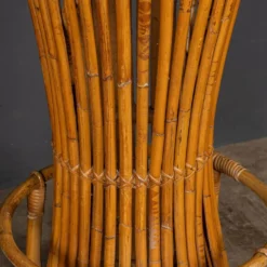 Bar à sec et tabourets en bambou italien des années 1960