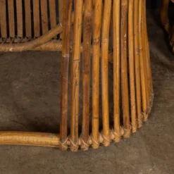 Bar à sec et tabourets en bambou italien des années 1960