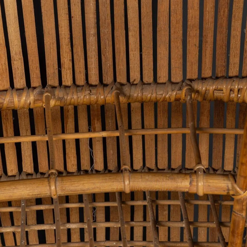 Bar à sec et tabourets en bambou italien des années 1960