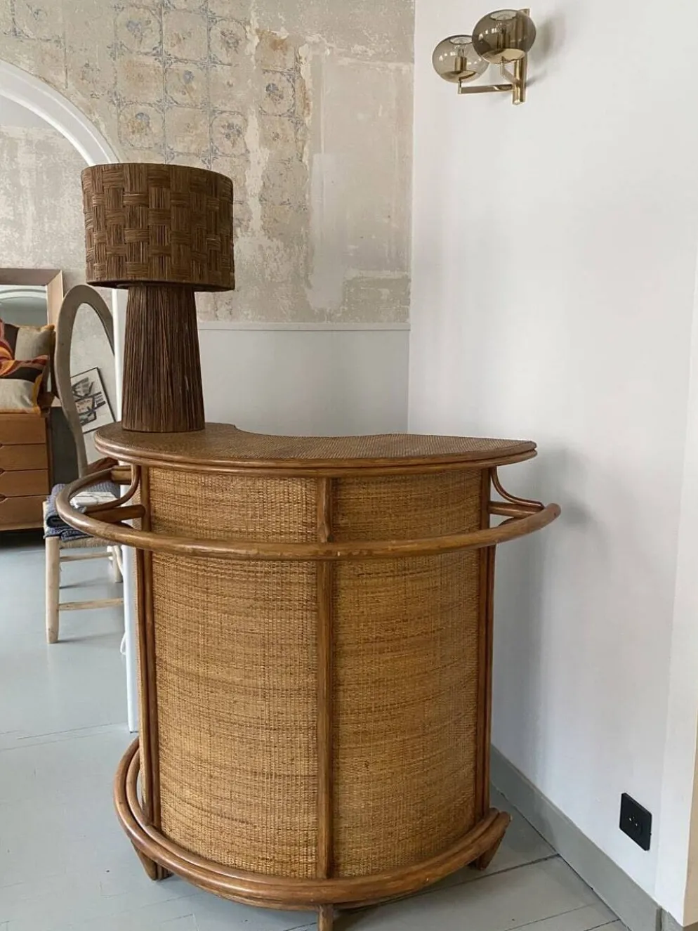 Bar vintage en rotin 70′