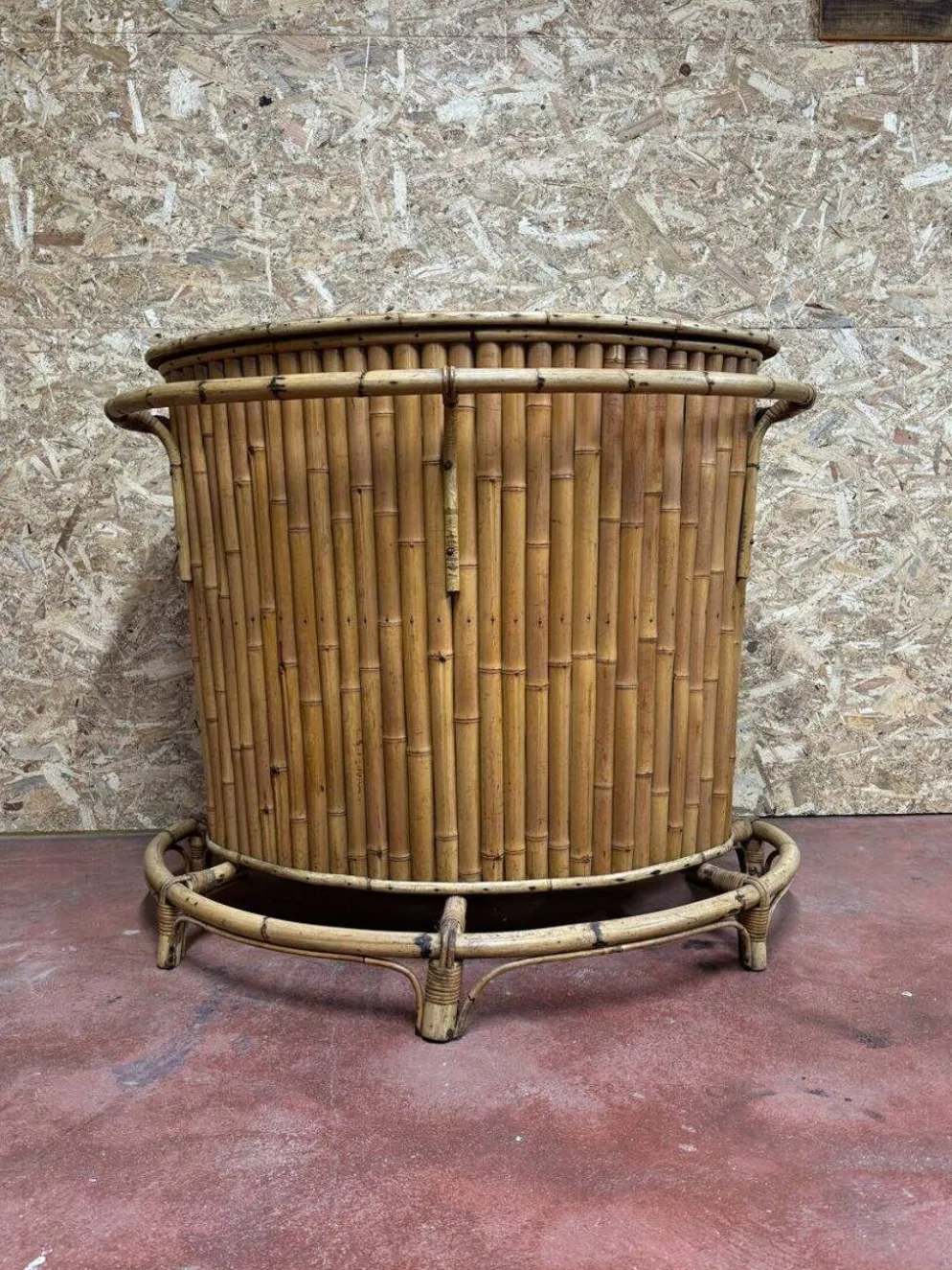 Bar vintage en rotin & bambou - Esprit 70's - Patine authentique
