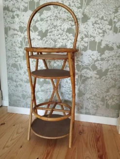 Bar vintage en rotin – Portable – Années 60–70 – Bohème