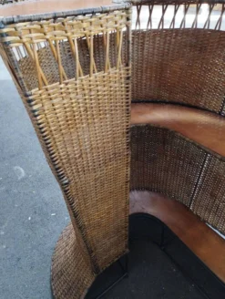 Bar vintage rotin et métal et ses tabourets
