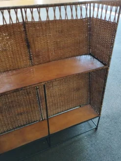 Bar vintage rotin et métal et ses tabourets