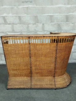 Bar vintage rotin et métal et ses tabourets