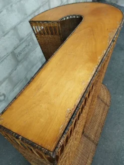 Bar vintage rotin et métal et ses tabourets