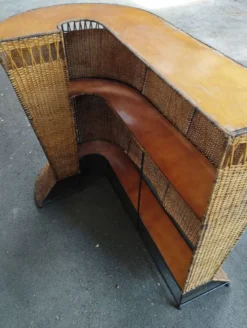 Bar vintage rotin et métal et ses tabourets