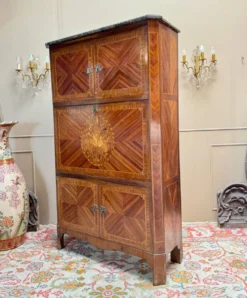 Bayer françois secrétaire à guillotine en marqueterie d’époque louis x