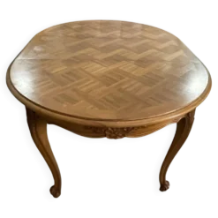 Belle table, ronde, extensible, style, Louis XV. Marqueterie
