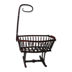 Berceau ancien en bois exotique teinté acajou