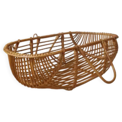 Berceau couffin Moĩse en rotin fabrication artisanale rotin osier vintage