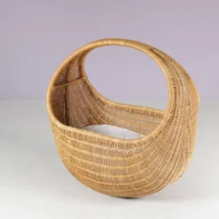 Berceau en osier des années 1960 provenant des Pays-Bas
