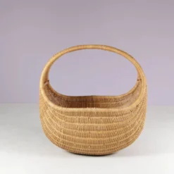 Berceau en osier des années 1960 provenant des Pays-Bas