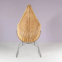 Berceau en osier des années 1960 provenant des Pays-Bas