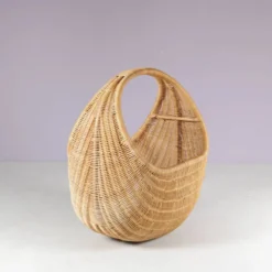 Berceau en osier des années 1960 provenant des Pays-Bas