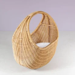 Berceau en osier des années 1960 provenant des Pays-Bas
