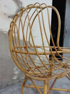 Berceau en rotin vintage 1950