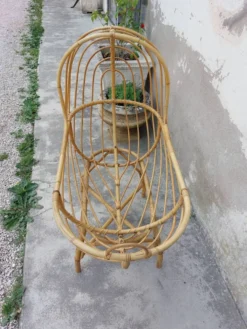 Berceau en rotin vintage 1950