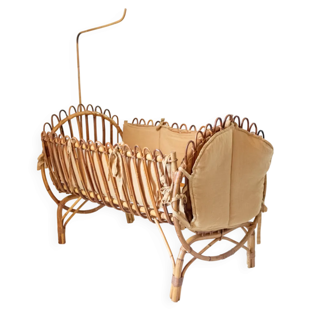 Berceau pour bébé en bambou de style Bonacina, moderne du milieu du siècle, Italie années 1960.