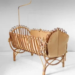 Berceau pour bébé en bambou de style Bonacina, moderne du milieu du siècle, Italie années 1960.