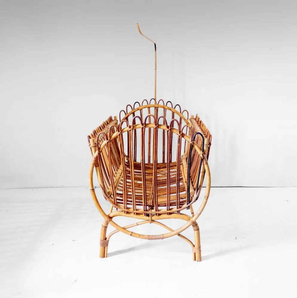 Berceau pour bébé en bambou de style Bonacina, moderne du milieu du siècle, Italie années 1960.