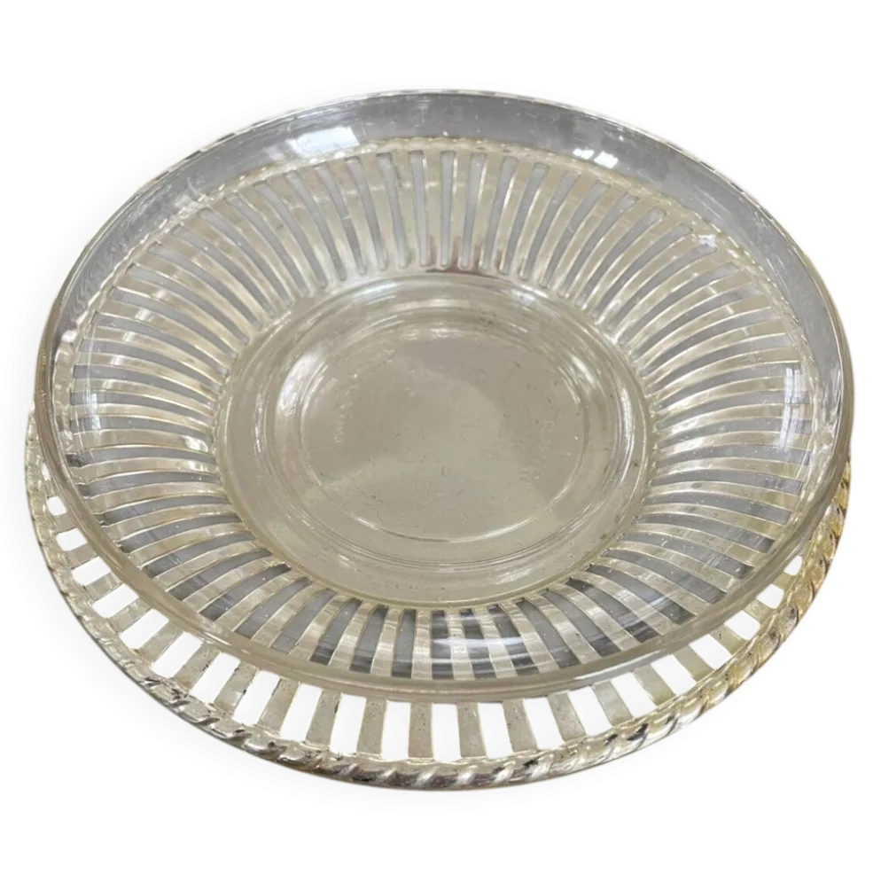 Beurrier ancien Duralex verre et métal