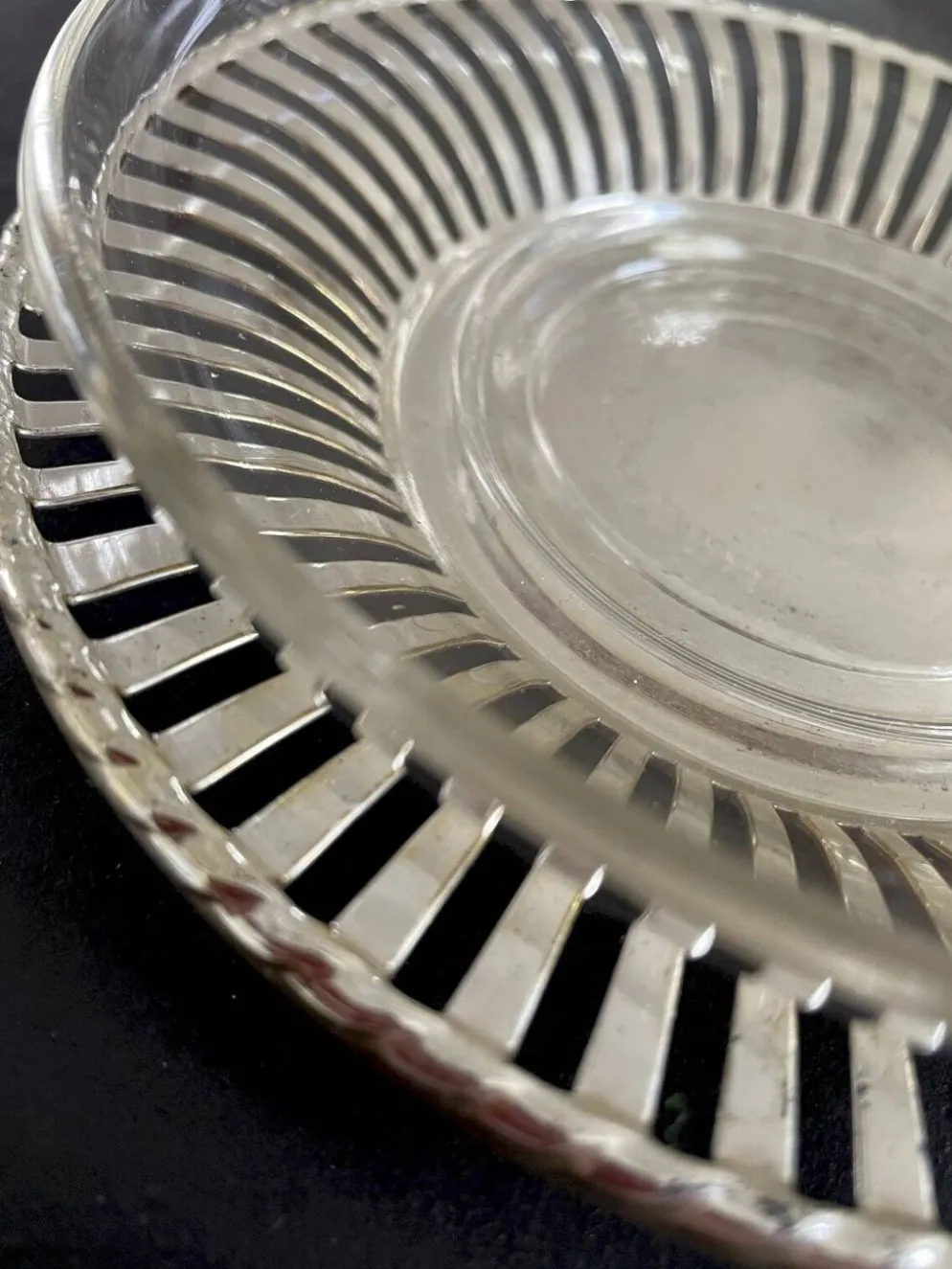 Beurrier ancien Duralex verre et métal