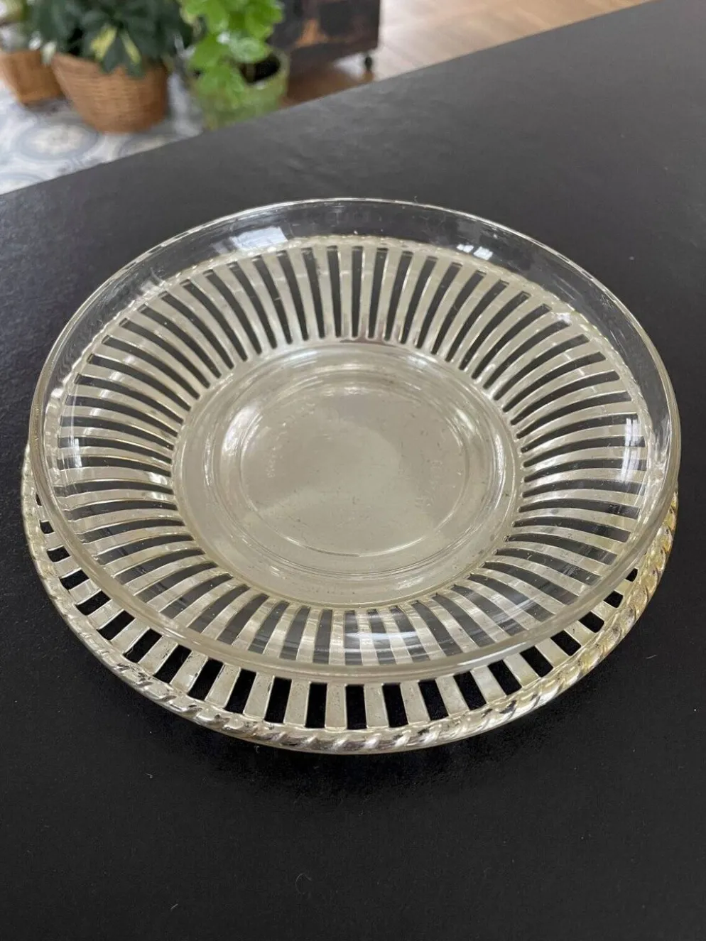Beurrier ancien Duralex verre et métal