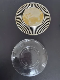 Beurrier ancien Duralex verre et métal