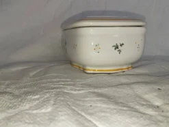 Beurrier ancien en faïence – Décor oiseau – Fin XIXe / début XXe
