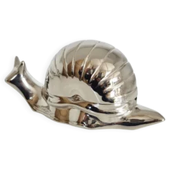 Beurrier ancien Escargot en métal argenté , salière, années 50